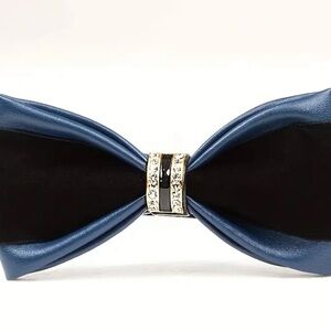Elegant Blue and Black Bow Accessory